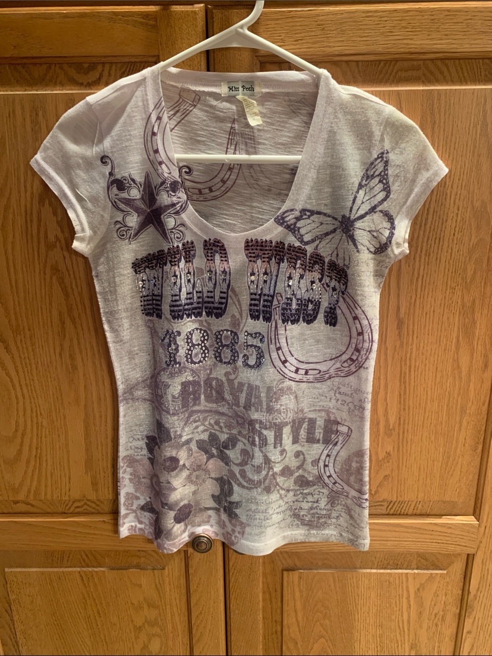 Miss Posh Graphic Tee in Lavender and White with Western Theme